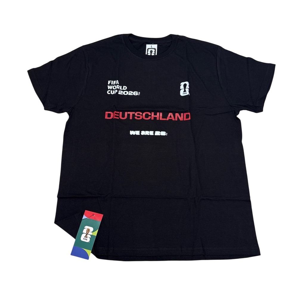 FIFA World Cup 2026 Deutschland Germany Black Graphic T-Shirt Mens L NWT